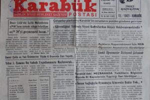 KARABÜK POSTASI GÜNLÜK SİYASİ MEMLEKET GAZETESİ 3 AĞUSTOS 1992