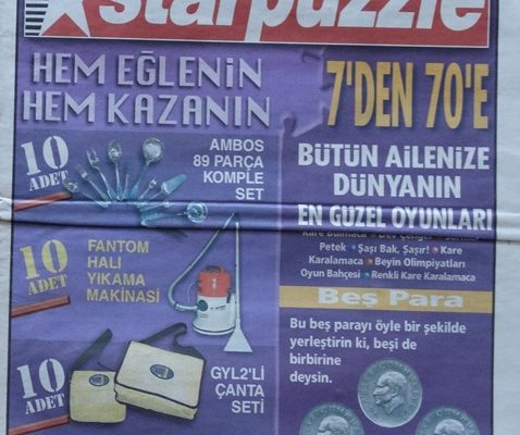 HAFTALIK BULMACA DERGİSİ MEGA STARPUZZLE 01 EYLÜL 1999